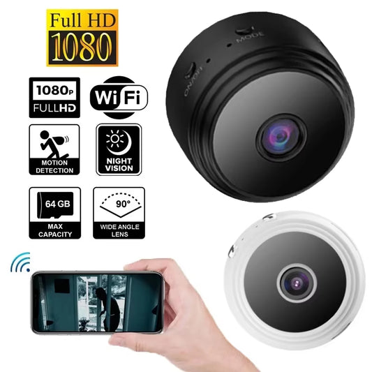 1080P HD Mini WiFi Security Camera – Wireless Remote Surveillance with Night Vision, Voice Recording & Infrared – Compact Home Security Solution