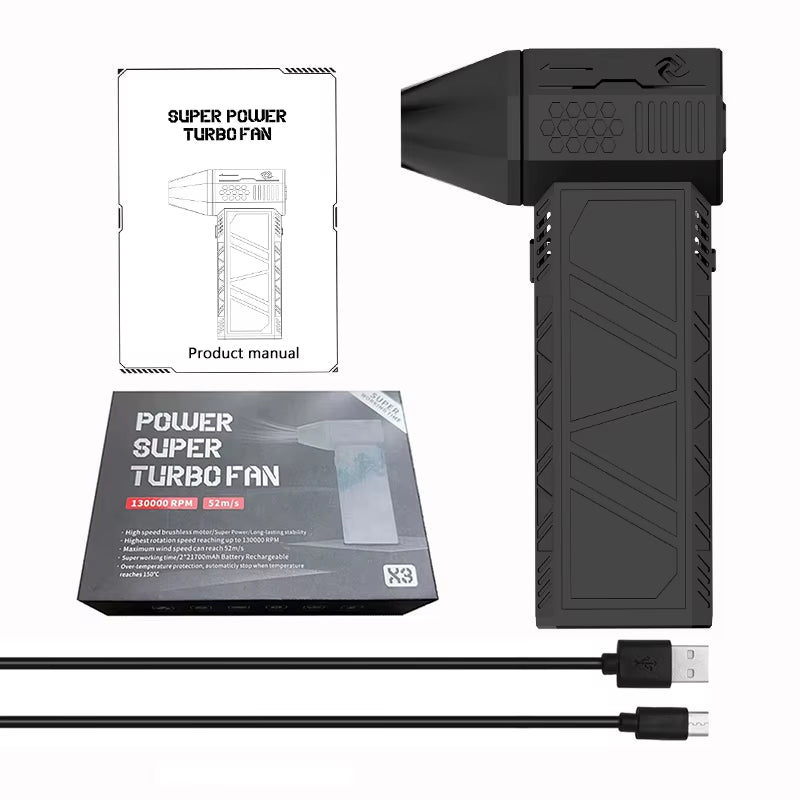 X3 Violent Air Blower Mini Turbo Jet Fan Handheld Brushless Motor 130,000 RPM Wind Speed 52M/S Industrial Duct Fan